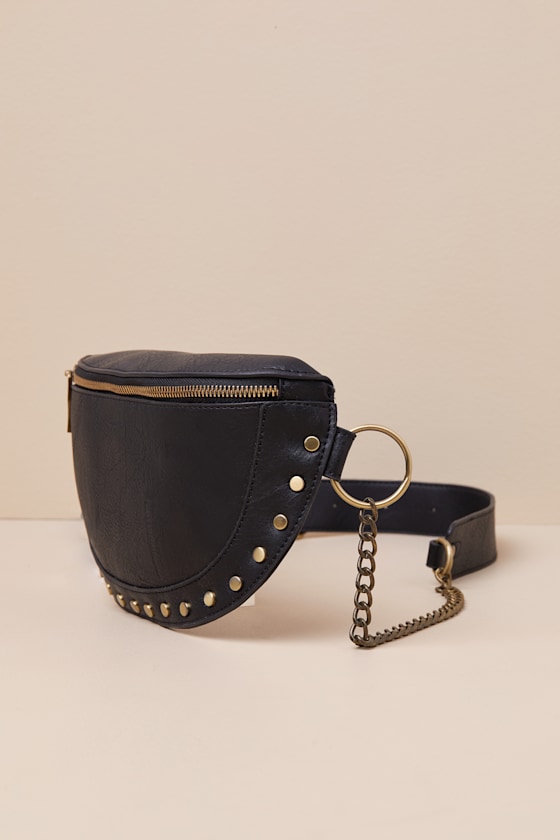 Lulus Jeanni Black Studded Crossbody Bag In Black