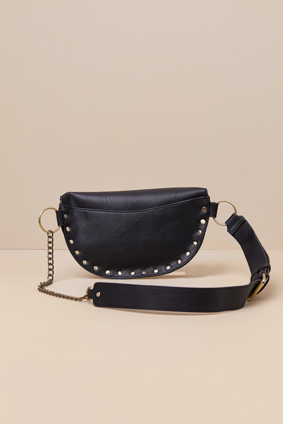 Lulus Jeanni Black Studded Crossbody Bag In Black