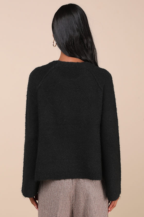 Lulus Signature Sunday Black Raglan Sleeve Pullover Sweater In Black