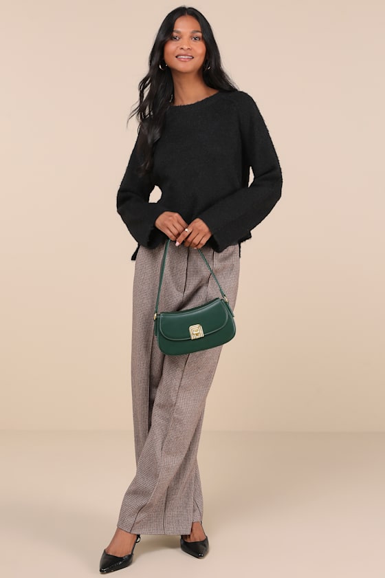 Lulus Signature Sunday Black Raglan Sleeve Pullover Sweater In Black