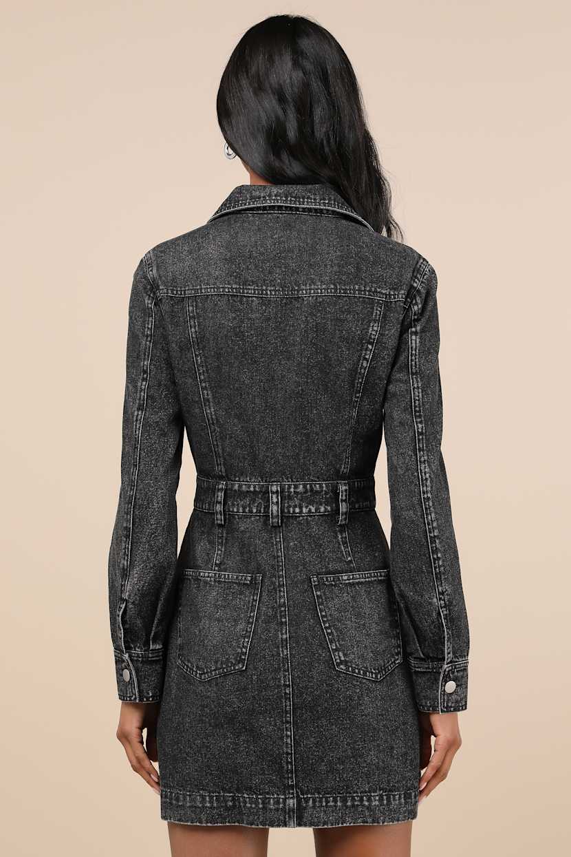 white christmas dresses Black Denim Tie Front Eden Mini Dress main image 0