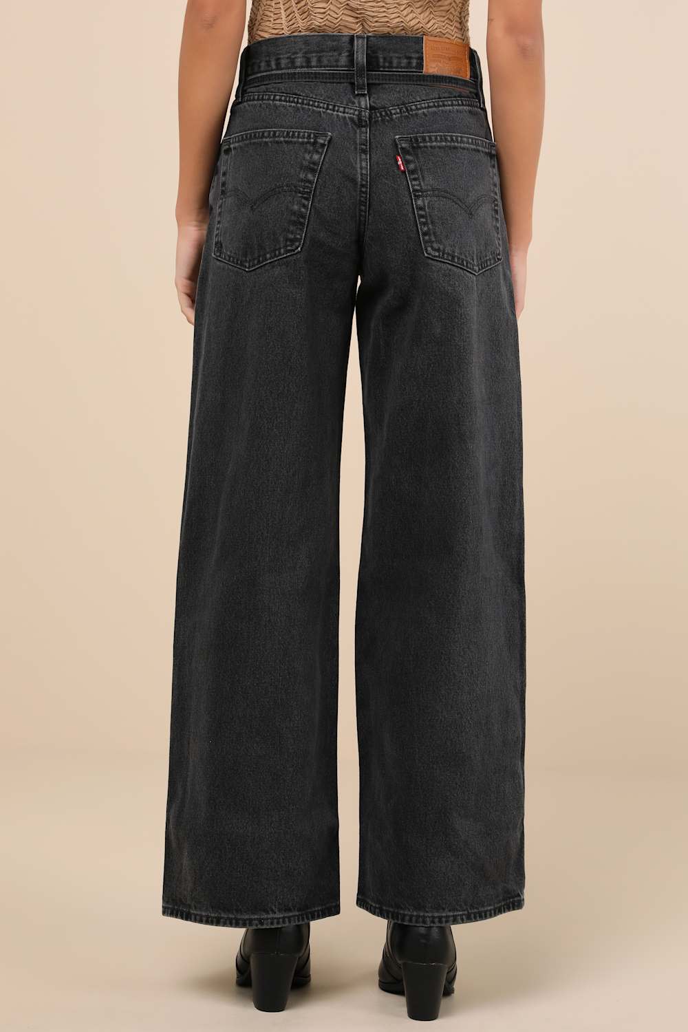 XL Straight Washed Black Denim Jeans