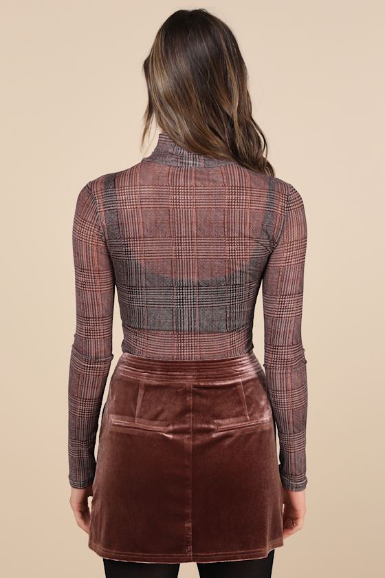 Splendid Mood Mauve Velvet High Rise Mini Skirt 3