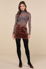 Splendid Mood Mauve Velvet High Rise Mini Skirt 4