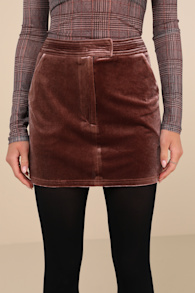 Splendid Mood Mauve Velvet High Rise Mini Skirt 2