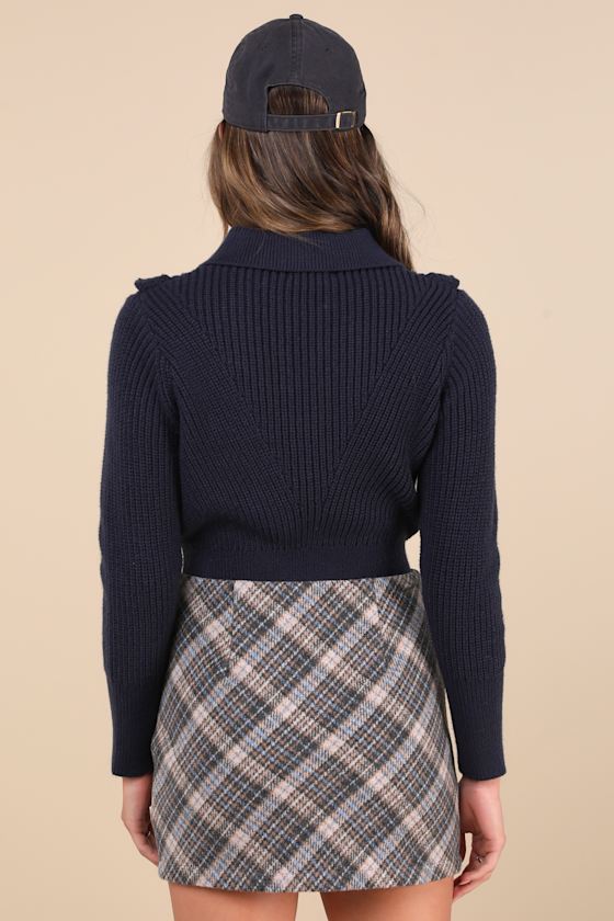 Vibrant Season Beige and Blue Plaid Mini Skirt 3