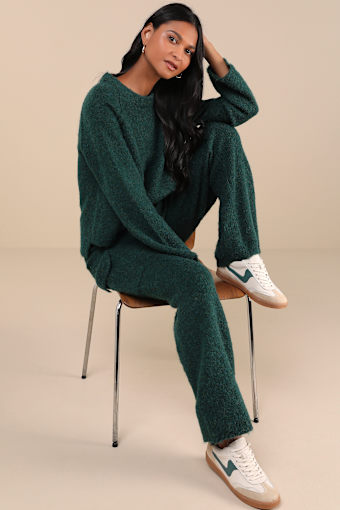 Signature Sunday Dark Green Knit Sweater Pants 5