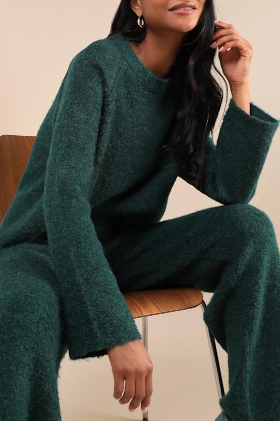 Lulus Signature Sunday Dark Green Raglan Sleeve Pullover Sweater In Dark Green