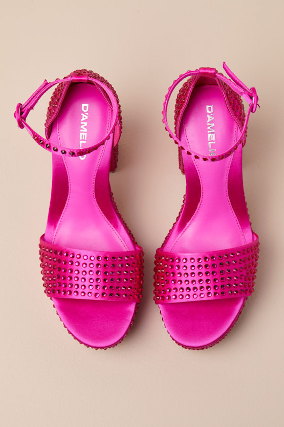 Mayvinna Ultra Pink Rhinestone Platform Ankle Strap Sandals 3