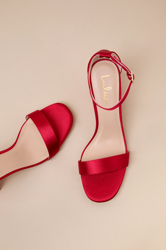 Lulus Arylee Red Satin Ankle Strap Heels In Red