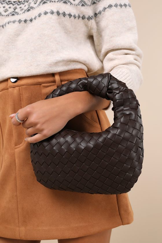 Mejia Brown Woven Knotted Handbag 1