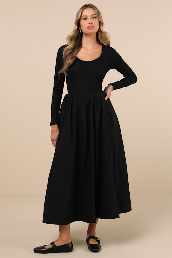 Prima Ballerina Black Midi Dress With Pockets 5