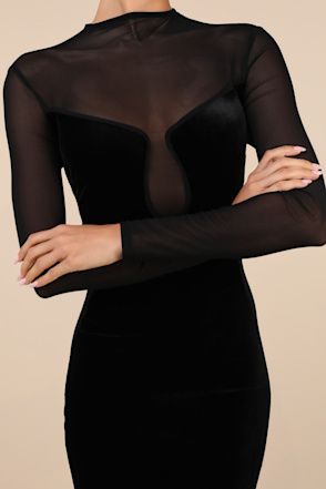 Black Velvet Dress - Mesh Bodycon Dress - Long Sleeve Mini Dress - Lulus Black Velvet Dress - Mesh Bodycon Dress - Long Sleeve Mini Dress - Lulus