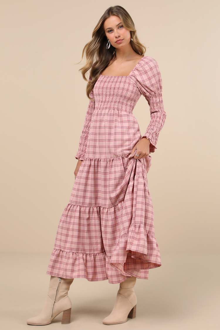 princess polly baby blue dress Plaid Corset Strapless Dress in Pink main image 0