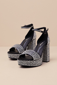 Mayvinaa Black Rhinestone Platform Ankle Strap Sandals 3