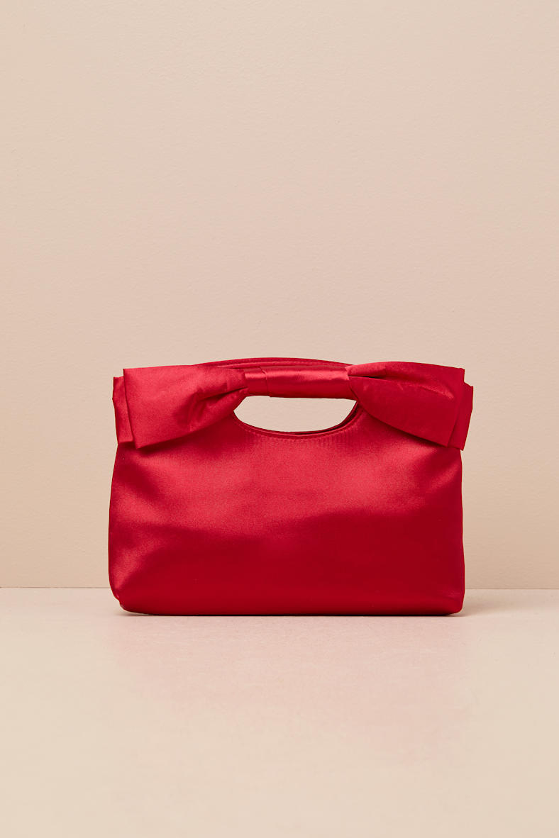 Total Romantic Red Satin Bow Clutch