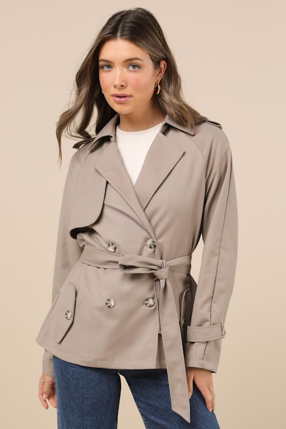 Trencherous Khaki Short Cropped Trench Coat 1