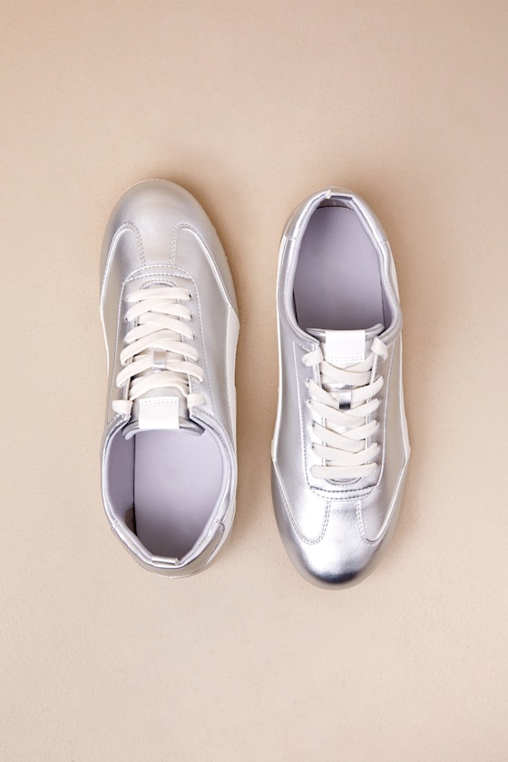 Perri Silver Color Block Lace-Up Sneakers 2