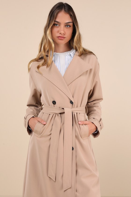 Elevated Weather Beige Belted Trench Coat 5