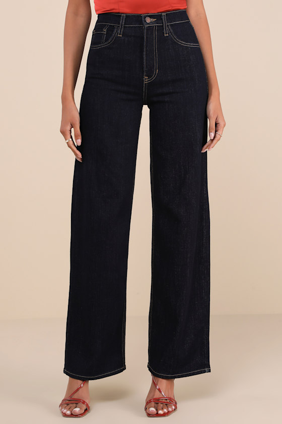 Effortlessly Influential Dark Wash High-Rise Wide-Leg Jeans 1