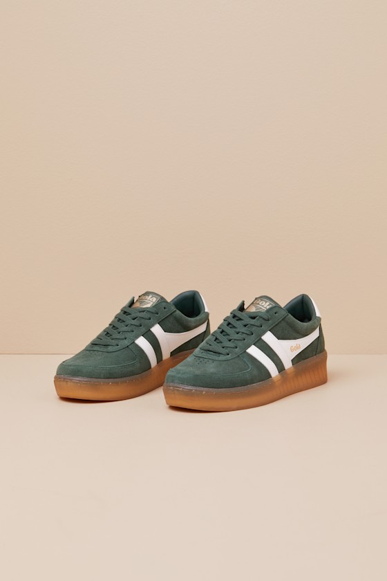 GOLA GRANDSLAM EVERGREEN AND OFF WHITE SUEDE LEATHER SNEAKERS