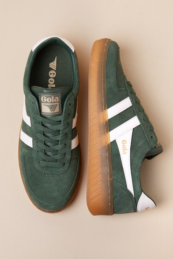 GOLA GRANDSLAM EVERGREEN AND OFF WHITE SUEDE LEATHER SNEAKERS