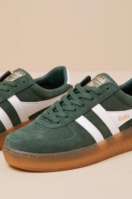 GOLA GRANDSLAM EVERGREEN AND OFF WHITE SUEDE LEATHER SNEAKERS