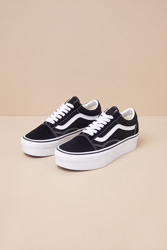 Old Skool Black Suede Stackform Lace-Up Sneakers 1