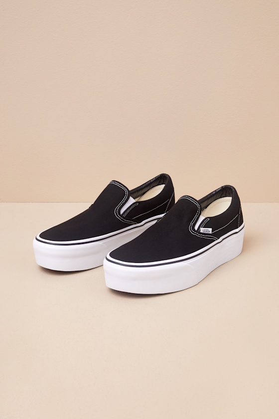 Classic Black Canvas Slip-On Stackform Sneakers