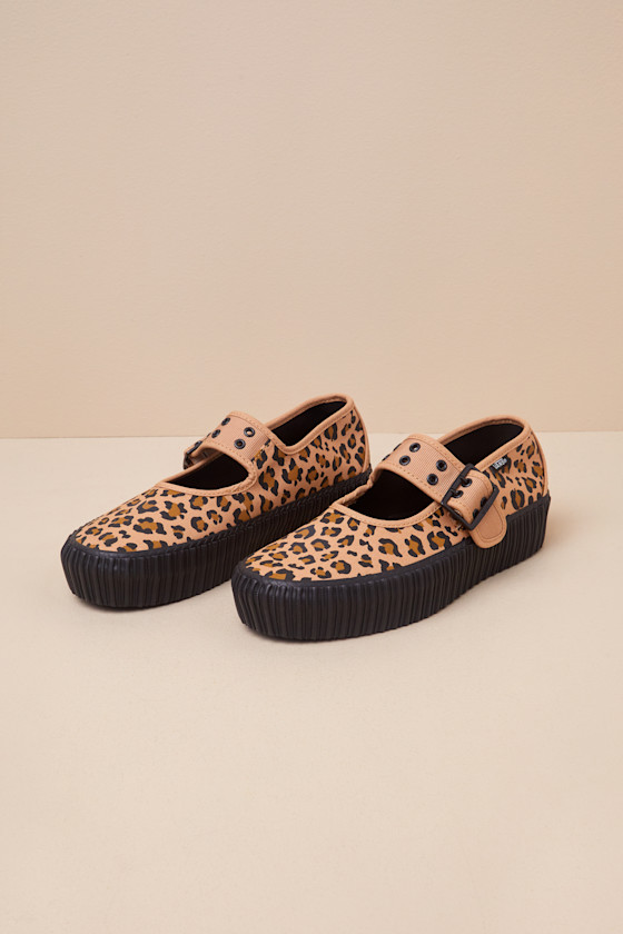 Vans Mary Jane Creeper Grunge Core Leopard Flatforms In Beige