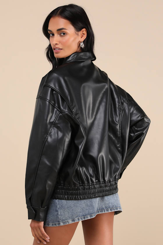 Lioness Kenny Jacket - Black Bomber Jacket - Vegan Leather Jacket