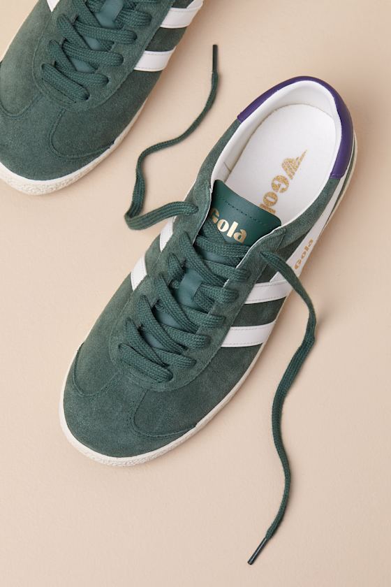 Gola Medallist Evergreen Color Block Suede Leather Sneakers In Green