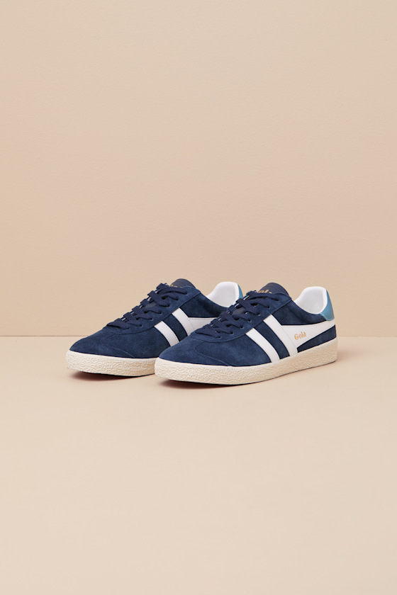 Gola Medallist Navy Color Block Suede Leather Sneakers In Navy