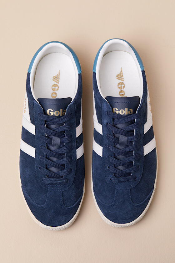 Gola Medallist Navy Color Block Suede Leather Sneakers In Navy