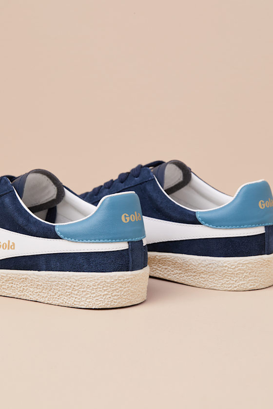 Gola Medallist Navy Color Block Suede Leather Sneakers In Navy