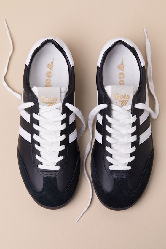 Cyclone Black and White Leather Lace-Up Sneakers 1
