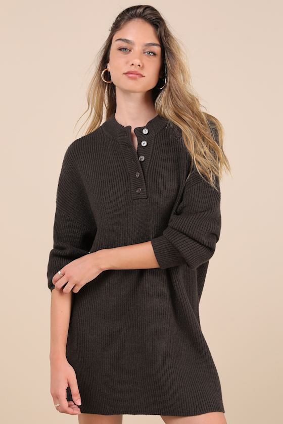Long sleeve henley dress sale