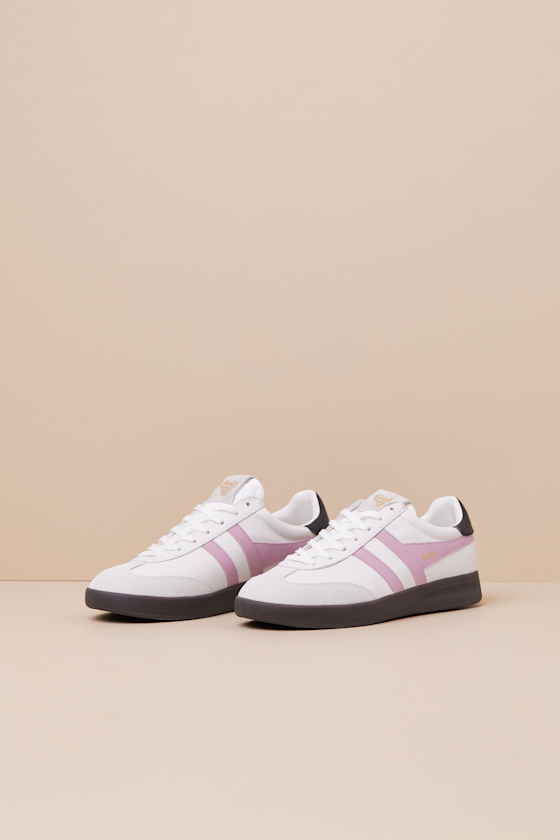 Cyclone White and Candy Pink Leather Lace-Up Sneakers 1