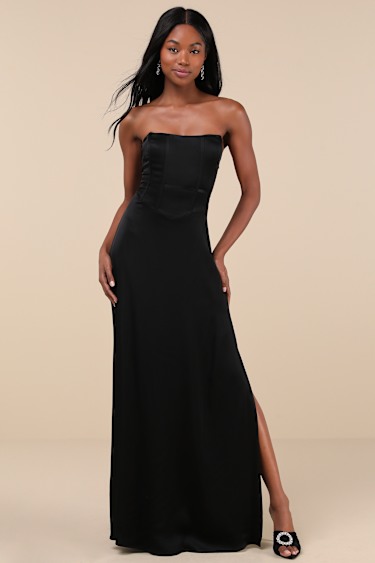 Printed Dress Tokyo Talkies Black Maxi Dress Casual Strapless Buy Black  Maxi Dress Black Satin Strapless
