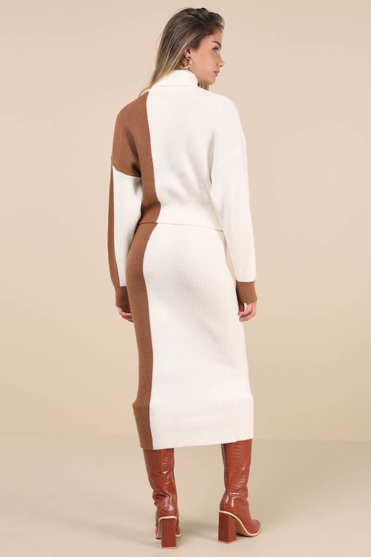 tan midi sweater dress On a Mission Sweater Midi Dress - Tan