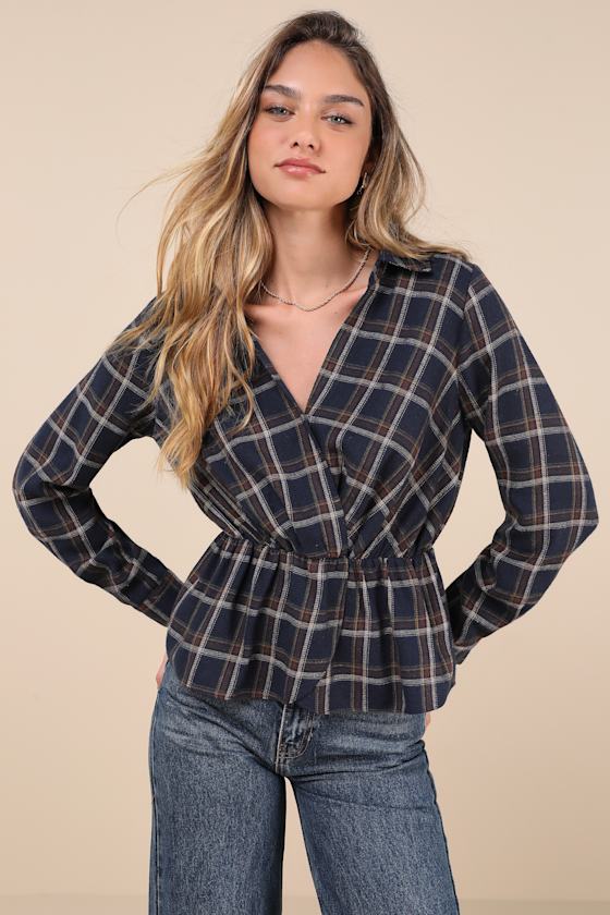 flannel peplum top