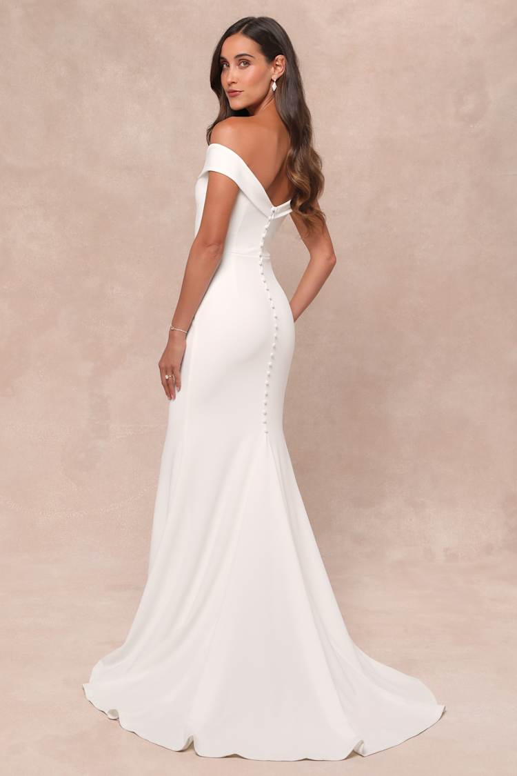 Arienne White Off-the-Shoulder Mermaid Maxi Dress