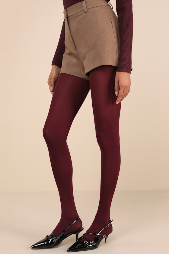 Sensational Chicness Burgundy Opaque Tights 2