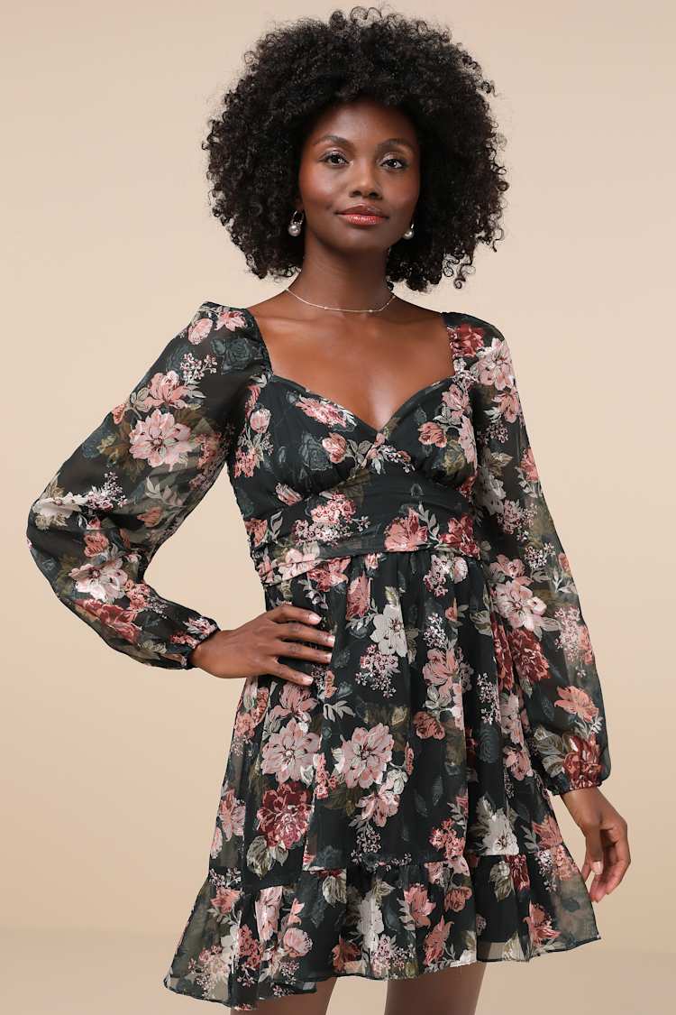 bell sleeve black mini dress Long Sleeve Bellevue Mini Dress