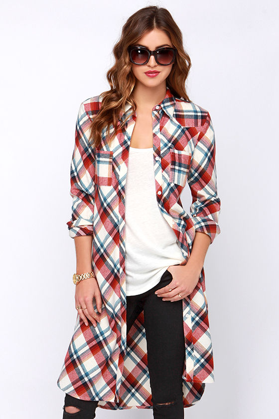 plaid maxi top