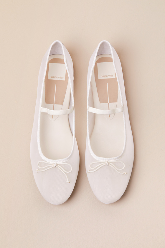 Dolce Vita Cadel Ivory Mesh Bow Ballet Flats In Ivory