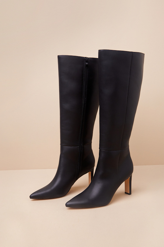 Lulus Elander Black Pointed-toe Over-the-knee Boots In Black