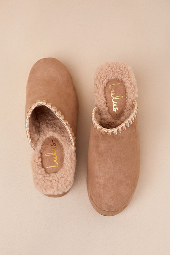 Lulus Remeena Mushroom Suede Platform Clogs In Taupe