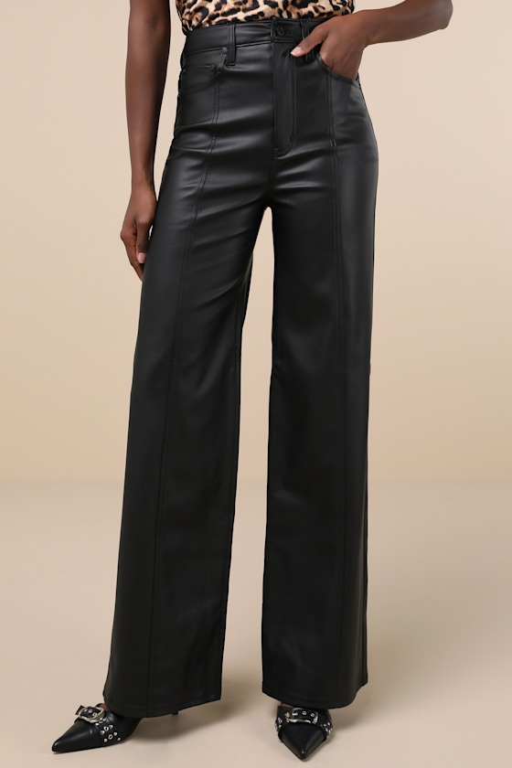Far Out Vegan Leather High Rise Wide-Leg Pants 3