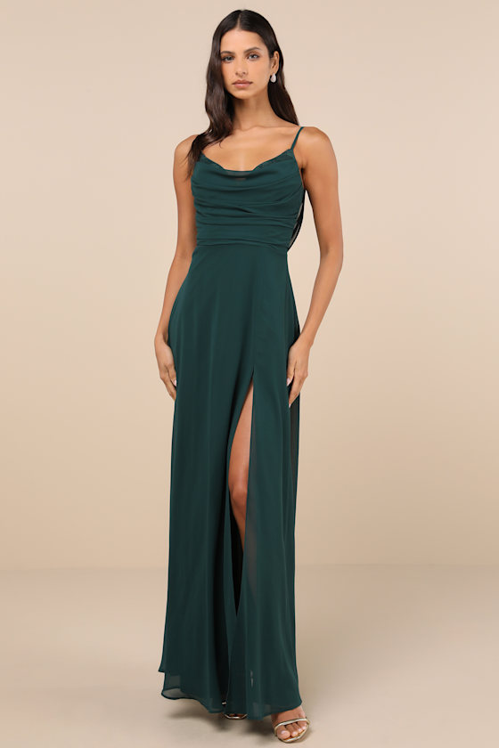 Emerald Maxi Dress with Feathers. Limited Edition
